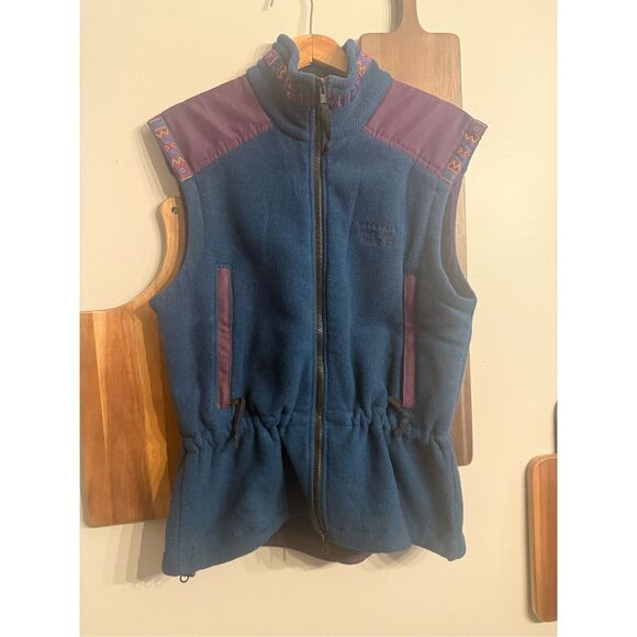 Vintage Mountain Hardwear Blue Maroon Fleece Polartec Coat Jacket Vest Size 10 - Picture 1 of 7